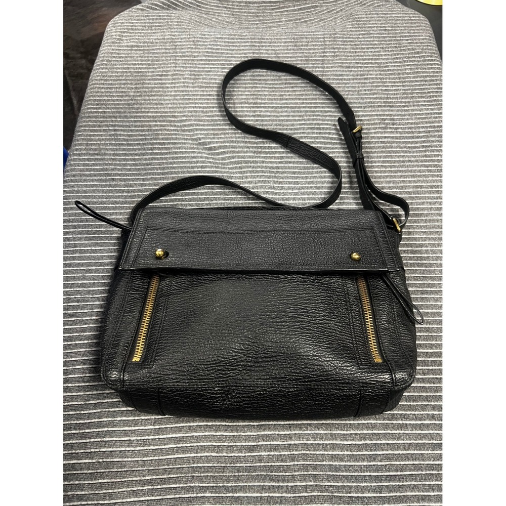 3.1 Phillip Lim Pashli Black Shark Embossed Leather Messenger Bag